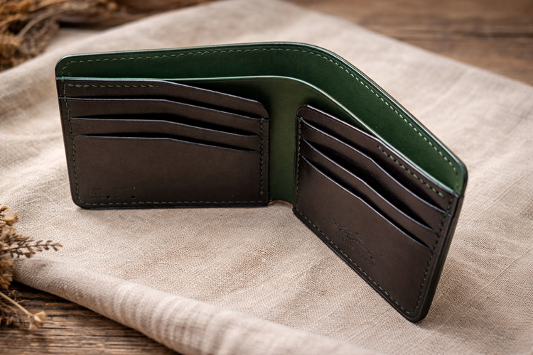 Портфейл естествена кожа с гравирани инициали