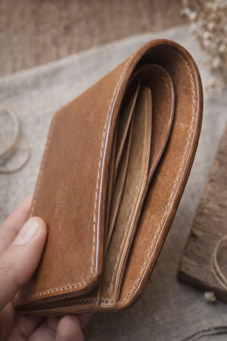 Компактен мъжки портфейл естествена кожа