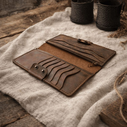 Дълъг мъжки портфейл Vista от естествена кожа
