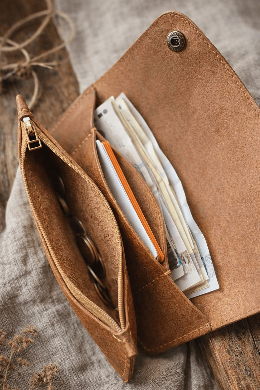 Клъч портфейл Elite Compact отворен – цип за монети, карти и банкноти