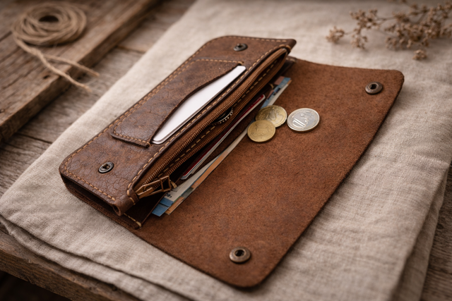 Кожен клъч портфейл 