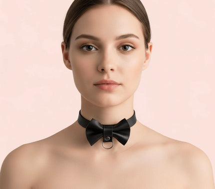 Кожена папионка тип чоукър – ръчна изработка