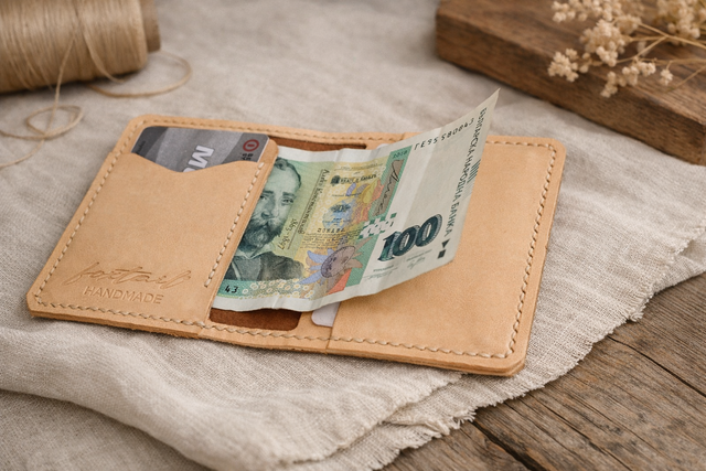 Кожен калъф за карти с компактен и минималистичен дизайн