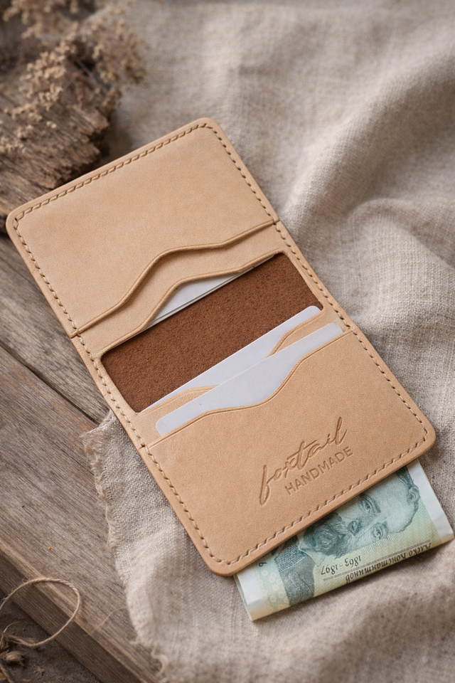 Кожен картодържач от естествена телешка кожа ръчна изработка