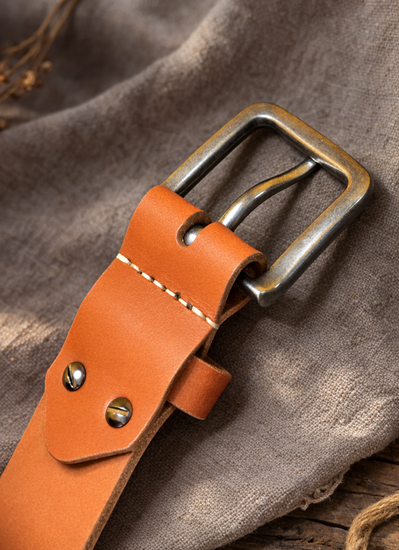 Мъжки колан естествена кожа с класическа метална катарама