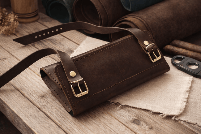 Кожен калъф за пури и тютюн 