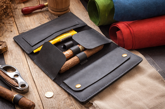 Калъф за тютюн естествена кожа и кожен калъф за пури – ръчна изработка