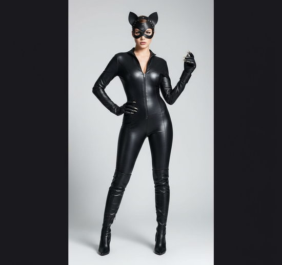 Кожена маска с котешки ушички за парти, ръчна изработка – стилен аксесоар 18+