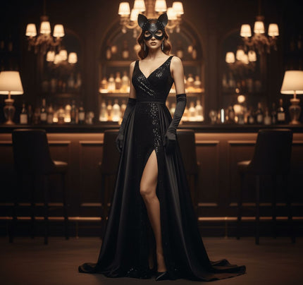 Кожена маска с котешки ушички