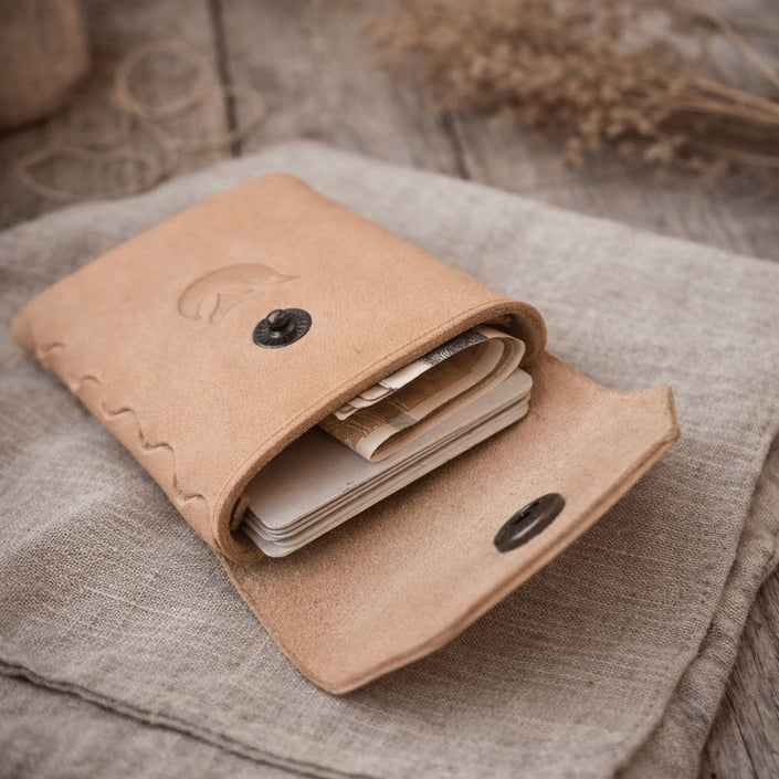 минималистично кожено калъфче от естествена кожа Abbys