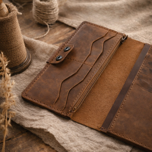 Мъжки кожен портфейл естествена кожа ръчна изработка