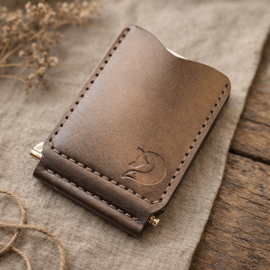 Портфейл естествена кожа с метален клипс