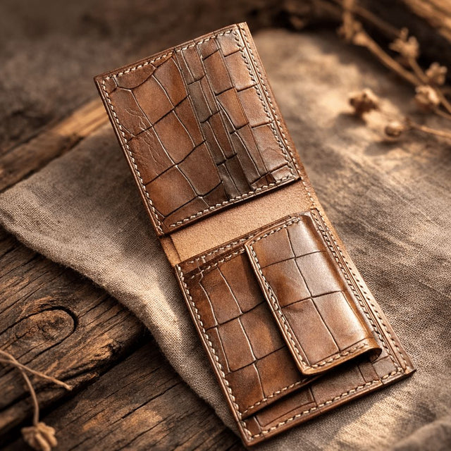 Портмоне с монетник и тик-так копче от естествена кожа