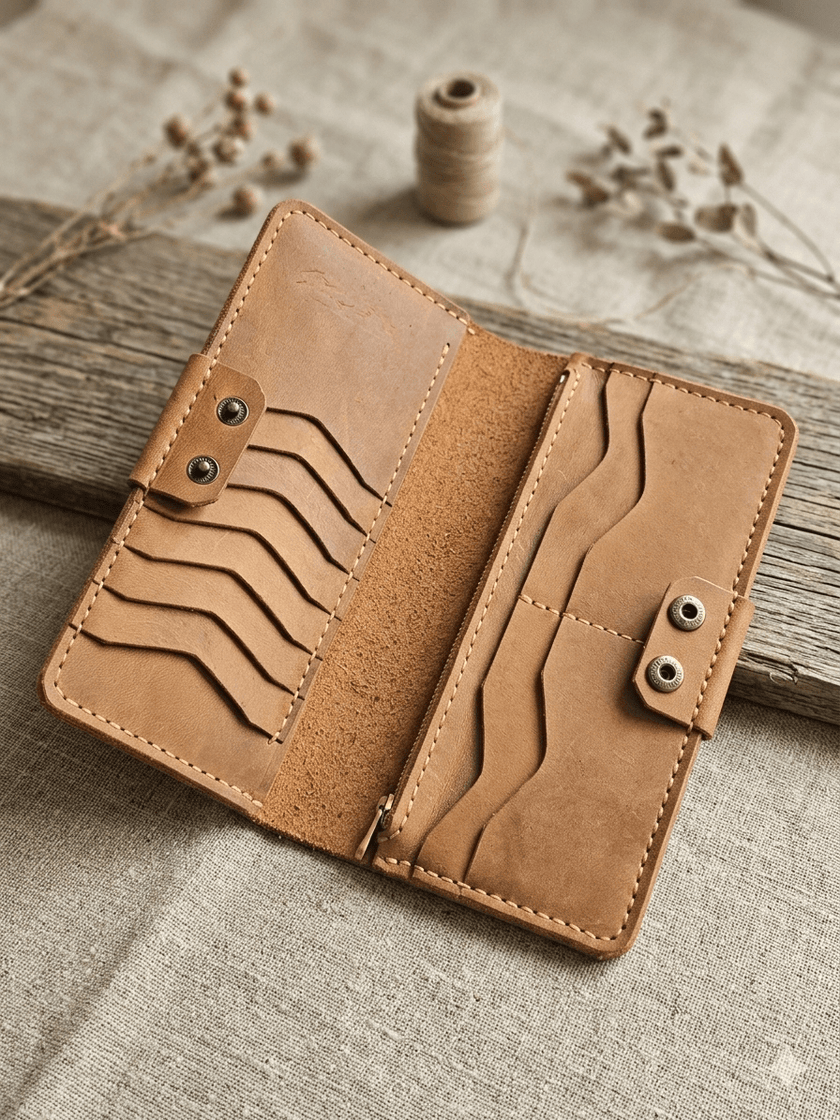 Дълъг мъжки портфейл от Full Grain кожа – Vista - Foxtail Leather Goods