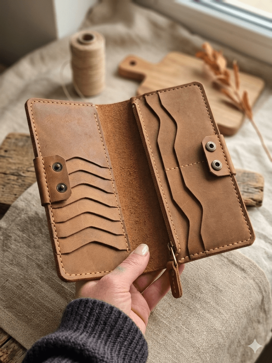 Дълъг мъжки портфейл от Full Grain кожа – Vista - Foxtail Leather Goods