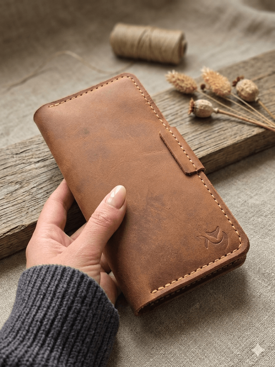 Дълъг мъжки портфейл от Full Grain кожа – Vista - Foxtail Leather Goods