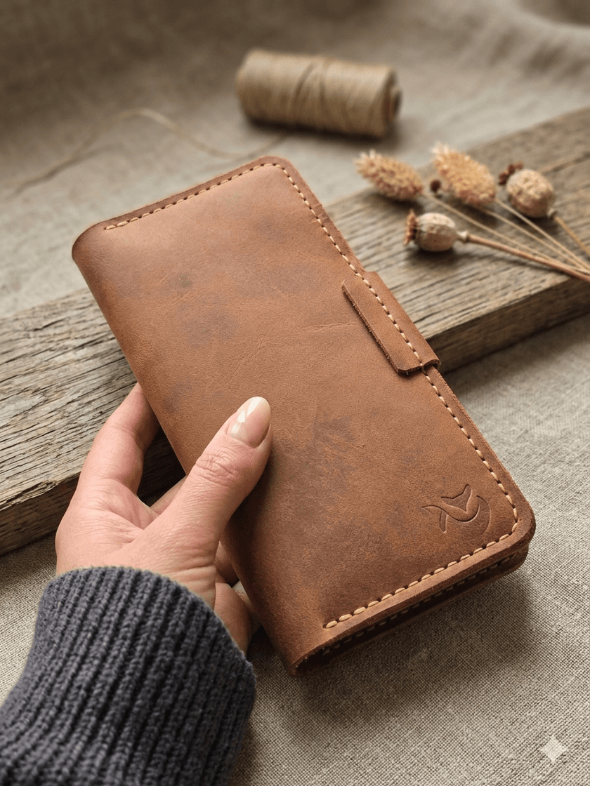 Дълъг мъжки портфейл от Full Grain кожа – Vista - Foxtail Leather Goods