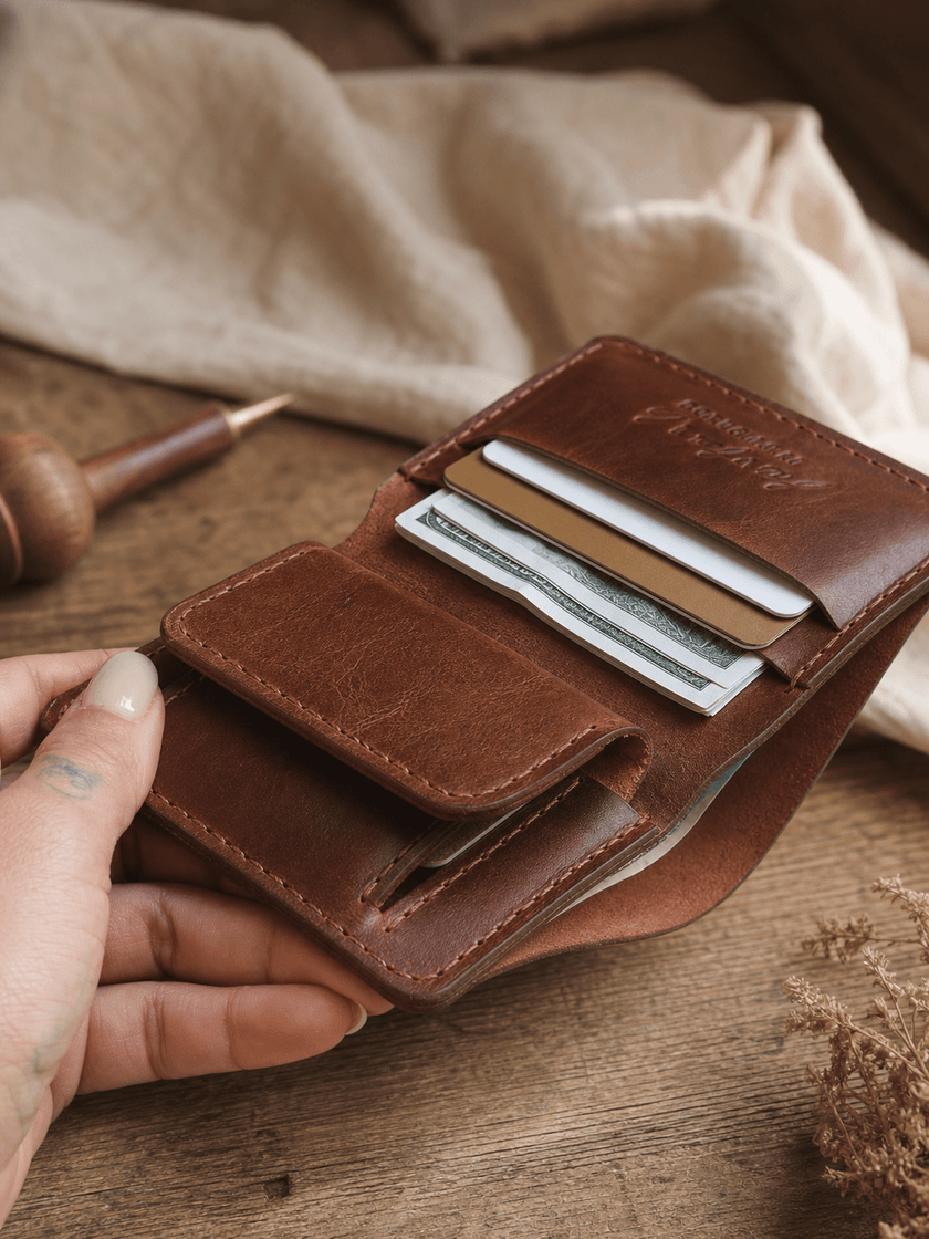 Малък кожен портфейл с монетник – Nest - Foxtail Leather Goods
