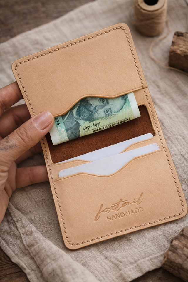 Slim портфейл кожен картодържач за карти от естествена кожа